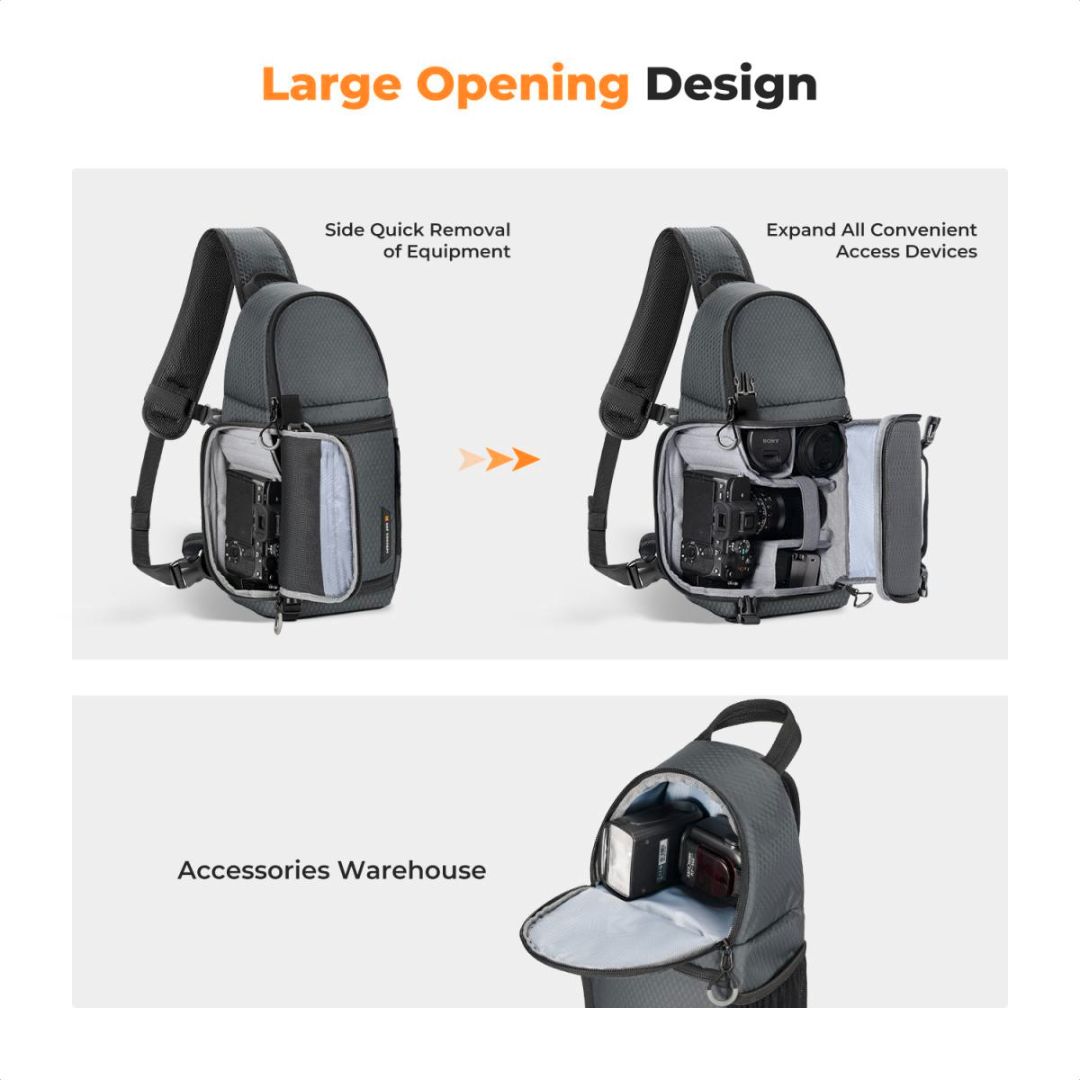 K&F Concept Sling Camera Backpack 10L Waterproof Nature Wander 02 (Sivi) KF13.141V2 - 5